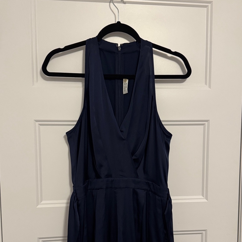 Ramy Brook Navy Sleeveless Wrap-Style Jumpsuit